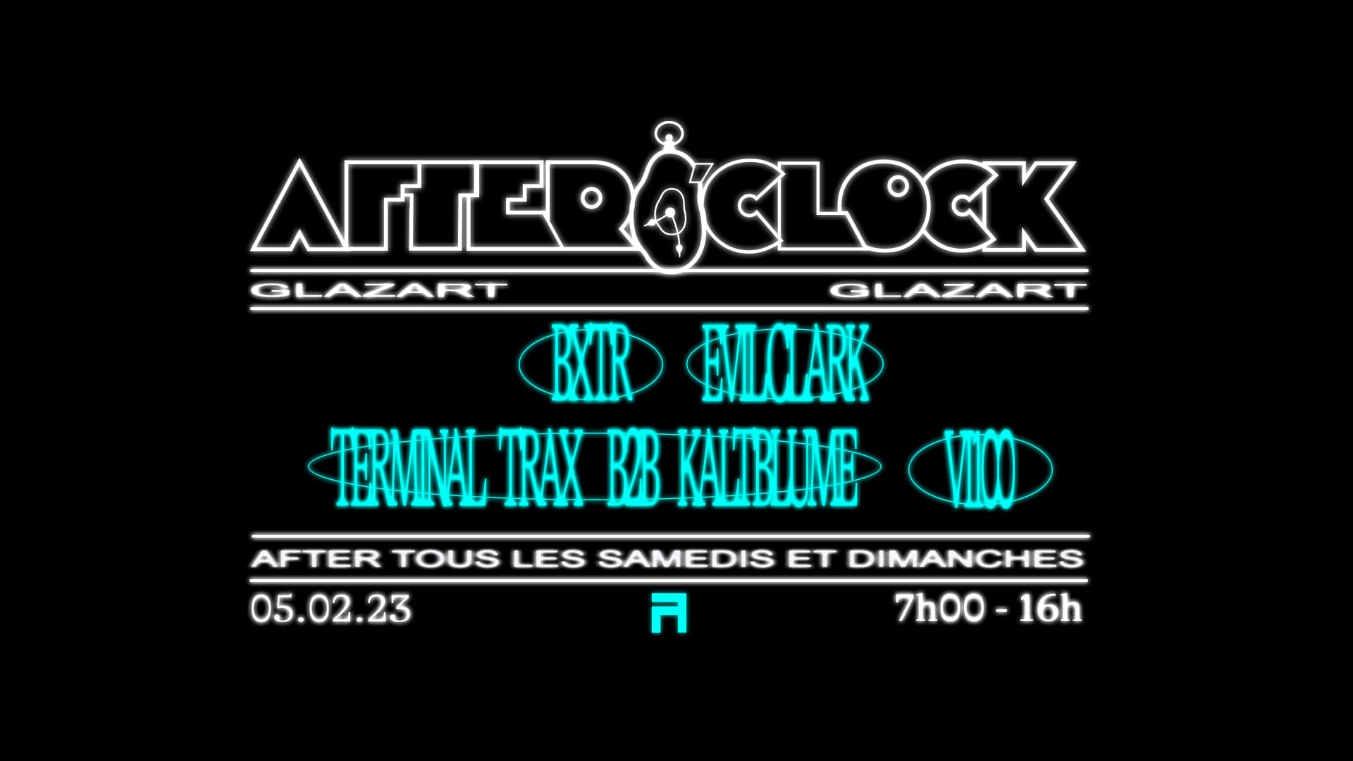 After O'Clock x Agora Records: BXTR, Evil Clark, Terminal Trax b2b KALTBLUME, VI100 - poster
